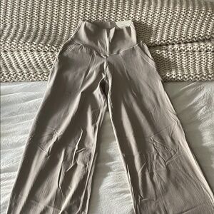 Aerie Taupe Ribbed Wide-Leg Pants